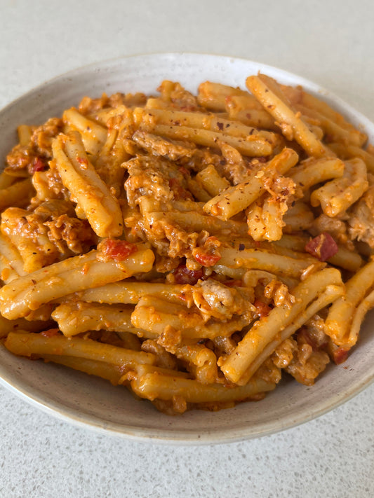 Spicy Ajvar Sausage Pasta